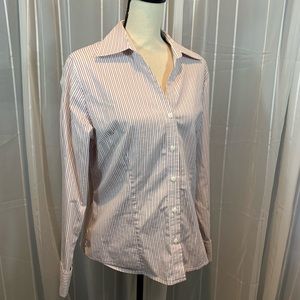 White w/ stripes button down long sleeve top Sz 14